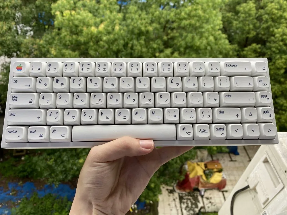 Cor branca retro apple estilo pbt keycaps