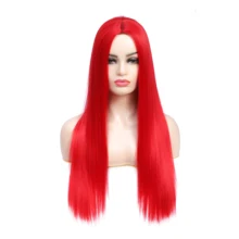 

26 inches long straight Red synthetic wigs for women Cosplay wig middle part Wig female daily use lolita fashion LANYI