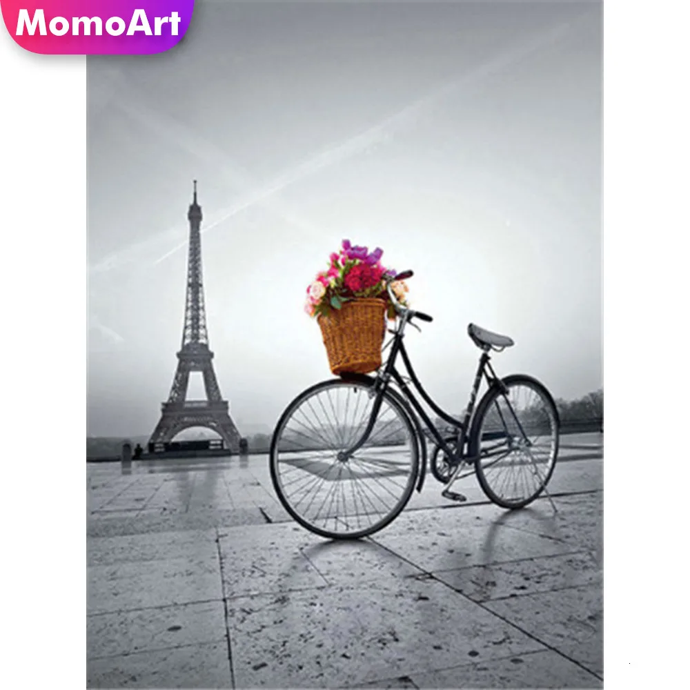 

MomoArt 5D Diamond Painting Bicycle Full Drill Square Rhinestone Diamond Embroidery Scenery Handwork Wall Decoration