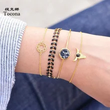 Tocona 4 шт./компл. золото Браслеты Очаровательное животное ажурной геометрический Природный камень ювелирные изделия для Для женщин аксессуары 8967