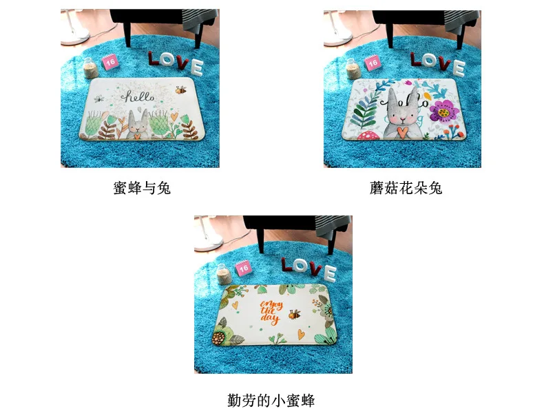 Hand-Painted Rabbit Doormat Entrance Bedroom Doorway Mat Bathroom Mats Kitchen Window Cushion