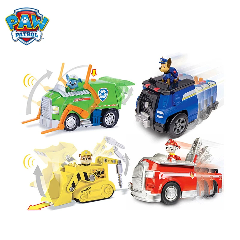 

Original Paw Patrol Sound and light Deformation Vehicle Toy Set Anime Action Figure Model Car Spin Master Toy Kids birthday Gift