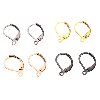 

20pcs Gold Black 316L Stainless Steel French Lever Earring Hooks Wire Settings Base Hoops Ear for DIY Jewelry Making Supplies