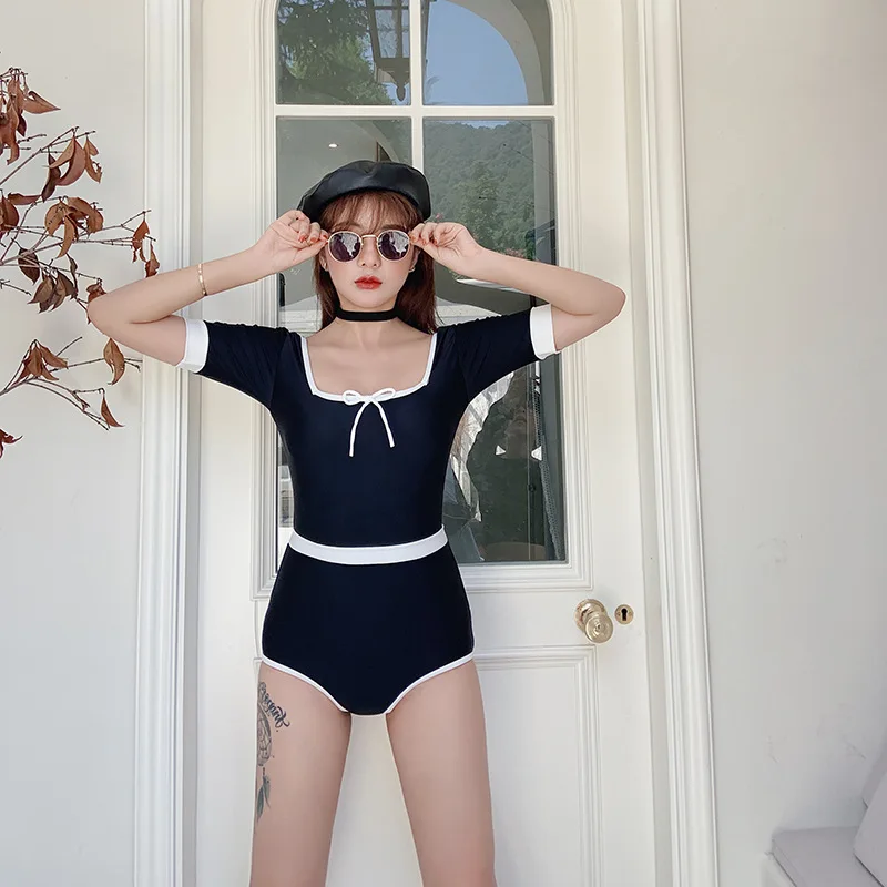 

Bikini 2020 High Waist Swimsuit Colaless Woman Korean Monokini One Piece Women Feeling Breasts Skirt Animal Polyester