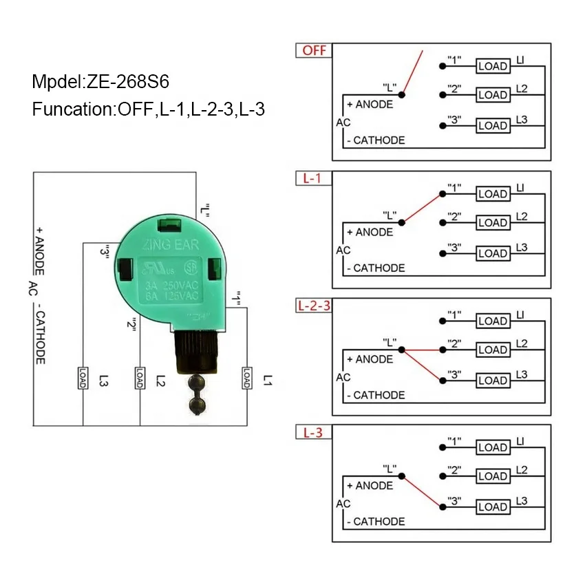 ZEAL ③ Zing Ear ZE-268S6 3 Speed Ceiling Fan Switch Replacement