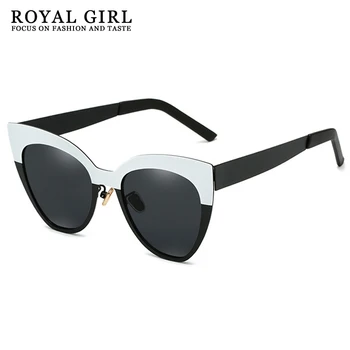 

ROYAL GIRL Cat Eye Women Sunglasses 2020 Brand Designer Black White Metal Frame Eyeglasses Men Gradient Shade Oculos UV400 ss691