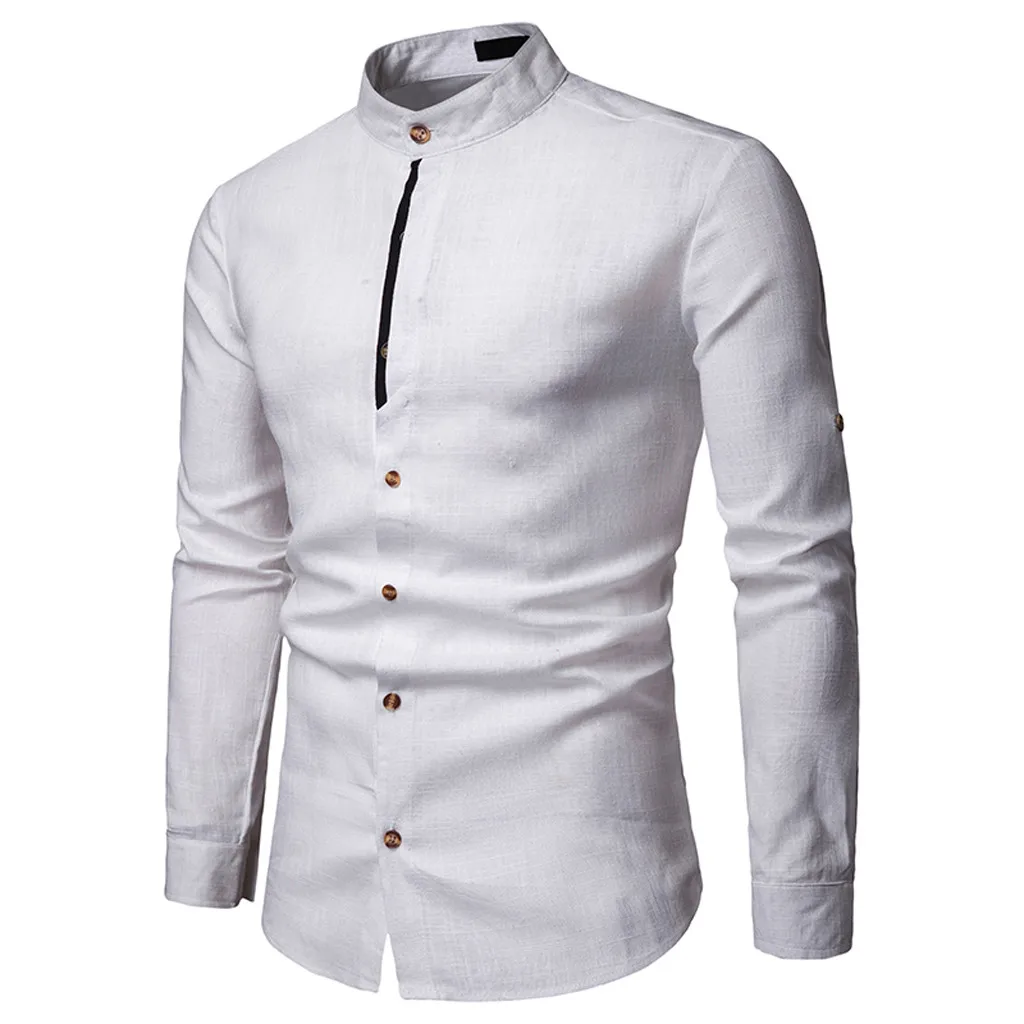 Camisas hombre manga larga рубашка мужская с длинным рукавом чистый цвет пуговицы большой размер Повседневная Топ блузка рубашки camisa masculina