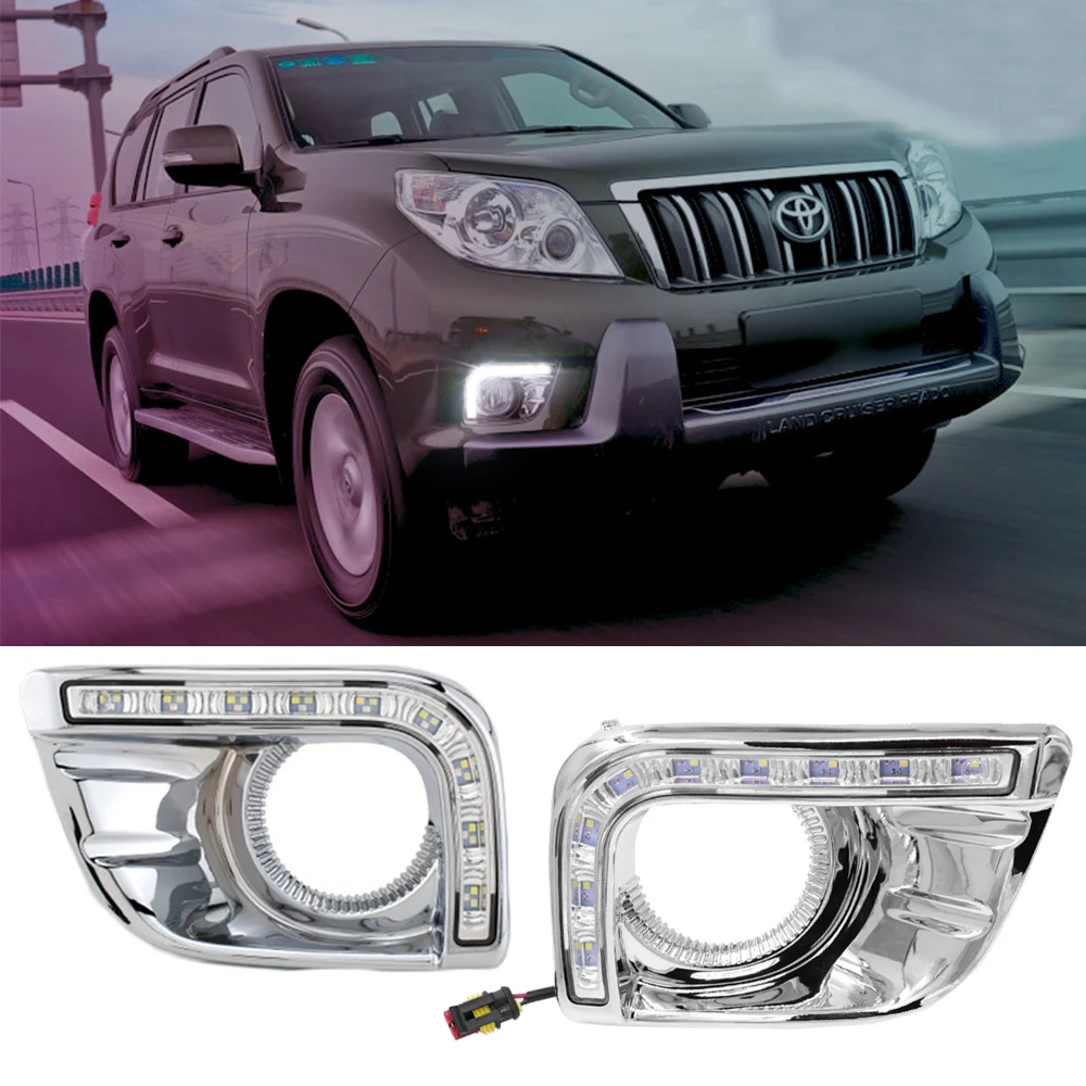 Дневные ходовые огни для Toyota Prado 150 Fj150 LC150 2010 2013 Land Cruiser DRL противотуманная фара