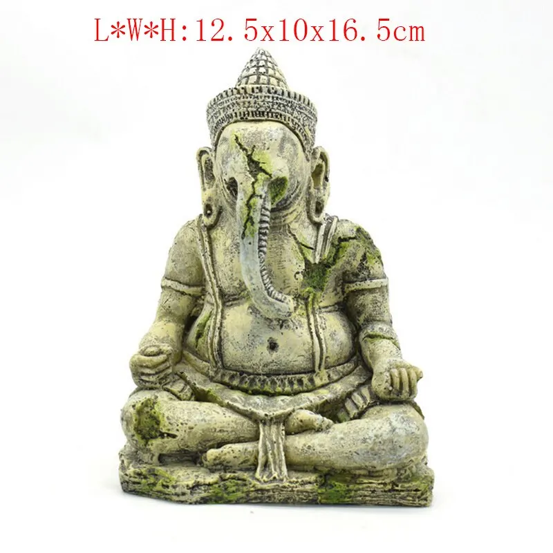 Resin Seated Elephant God Imitaion Aquarium Fish Tank Decor Landscaping Ornament Decoration Vintage A | Дом и сад