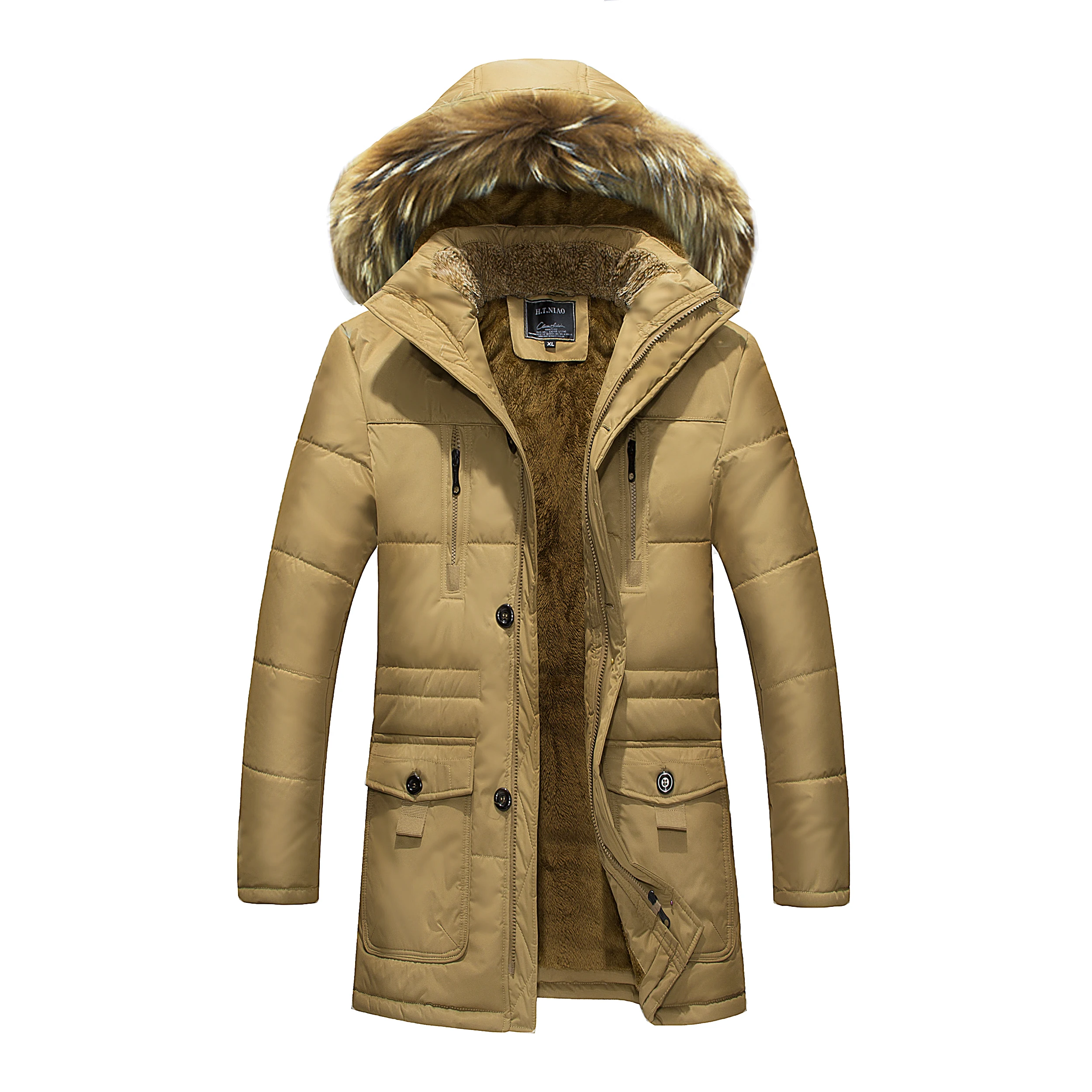 Мужская повседневная армейская уличные куртки и пальто Зимняя мужская куртка с капюшоном мужская одежда мужская куртка-бомбер ветровки Мужское пальто - Цвет: Khaki