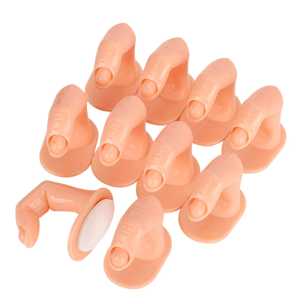 10pcs Fake Finger Nail Art Manicure Practice Training Display Decoration Tool Nail Practice Model Display Finger False Nails