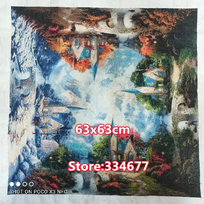 Embroidery Cross Stitch Kits Needlework Rotate Four Seasons Scenery Crafts 11CT 14CT Counted Unprinted DIY Arts Handmade Decor