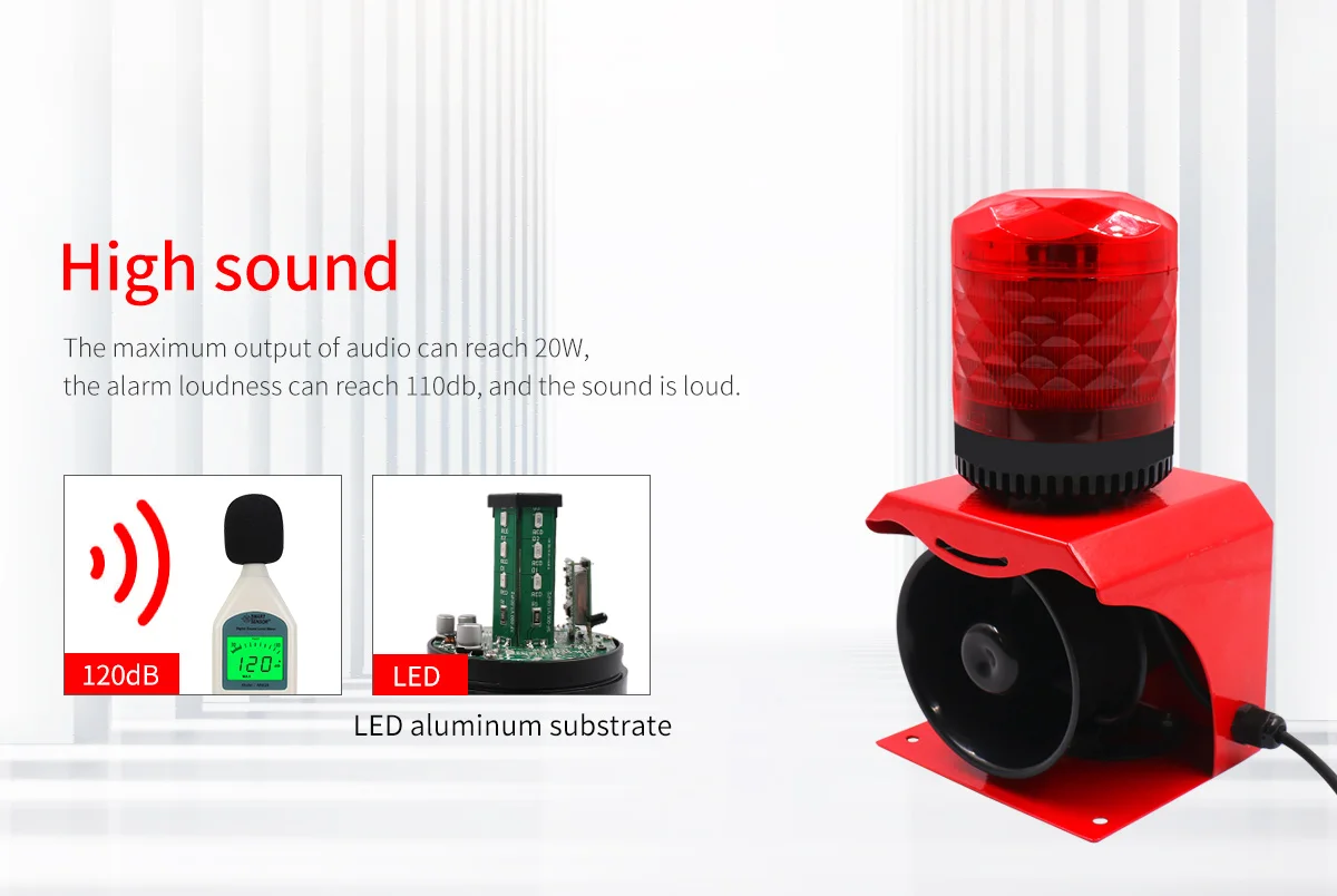 Industrial Timing Siren Alarm Countdown Sound and Light Alarm Siren Digital Display SM565 Machine Shop Equipment 110V-220V 