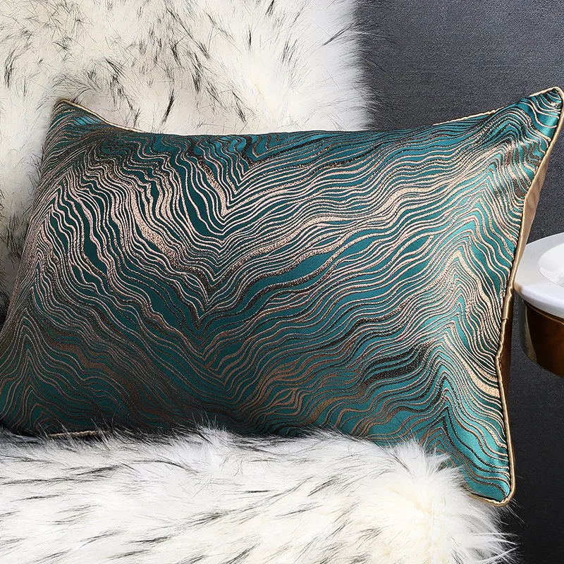 

Art Jacquard Pillow Cushion Cover Green Ripple Cojines Decorativos Para Sofa Decorative Pillows Housse De Coussin Cushions