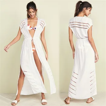

Beachwear Tunic For The Beach Sarongs Coverup Swimwear Cover Up Women Swim Skirt New Human Cotton High Waist Drawstring Sexy