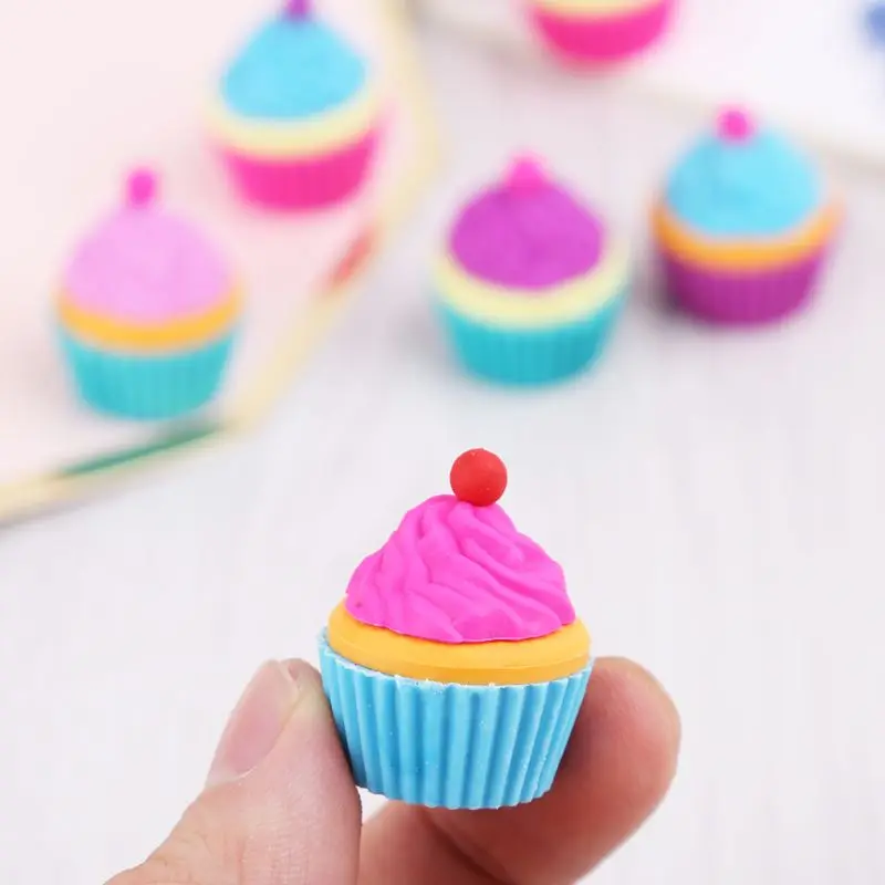 

6pcs/set Kawaii Rubber Cake Dessert Cup Eraser Set For Kids Novelty Stationery