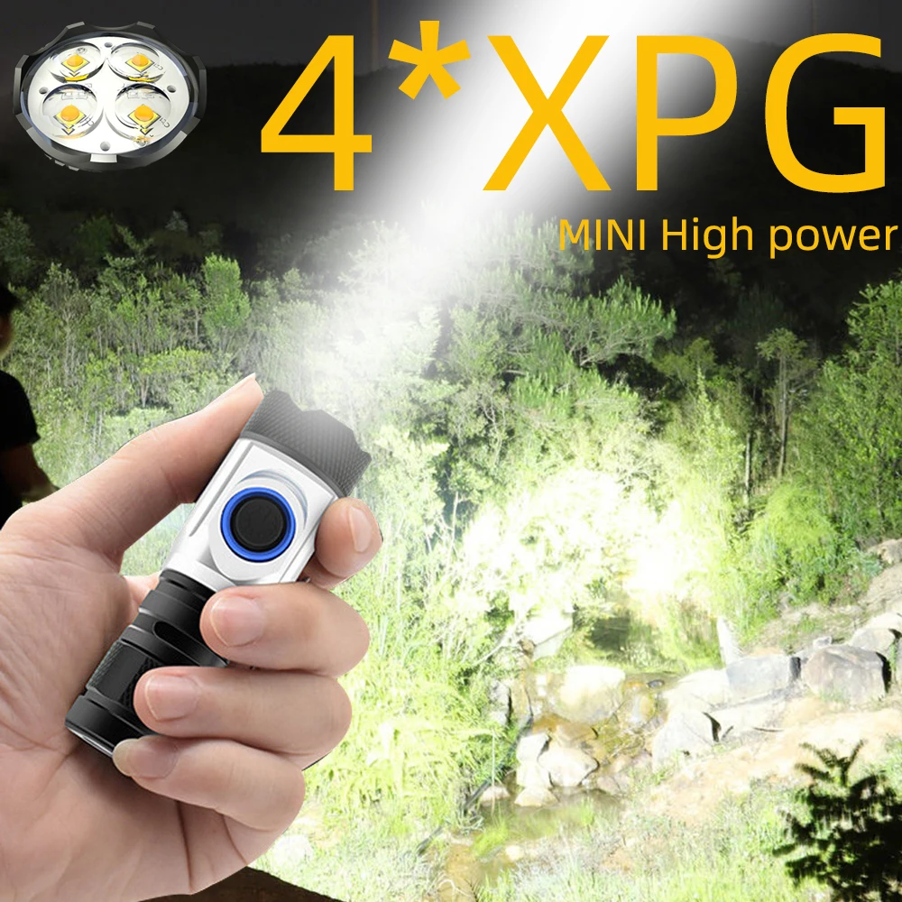 8000лм 4* XPG мини Мощный тактический фонарь usb Перезаряжаемый 5 режимов водонепроницаемый походный фонарь с батареей 18350 или 18650