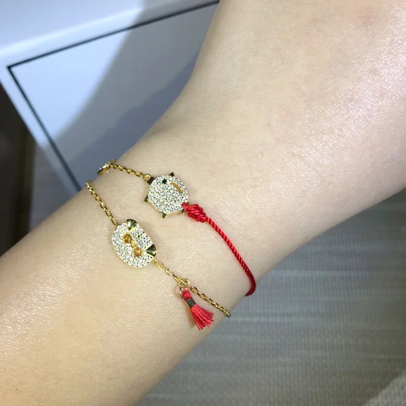 ZOZORI, женский браслет, очаровательный, поросенок, браслет, серебро 925 пробы, красная линия, веревка, цепь, звено, свинья, очаровательный браслет, HF ювелирное изделие