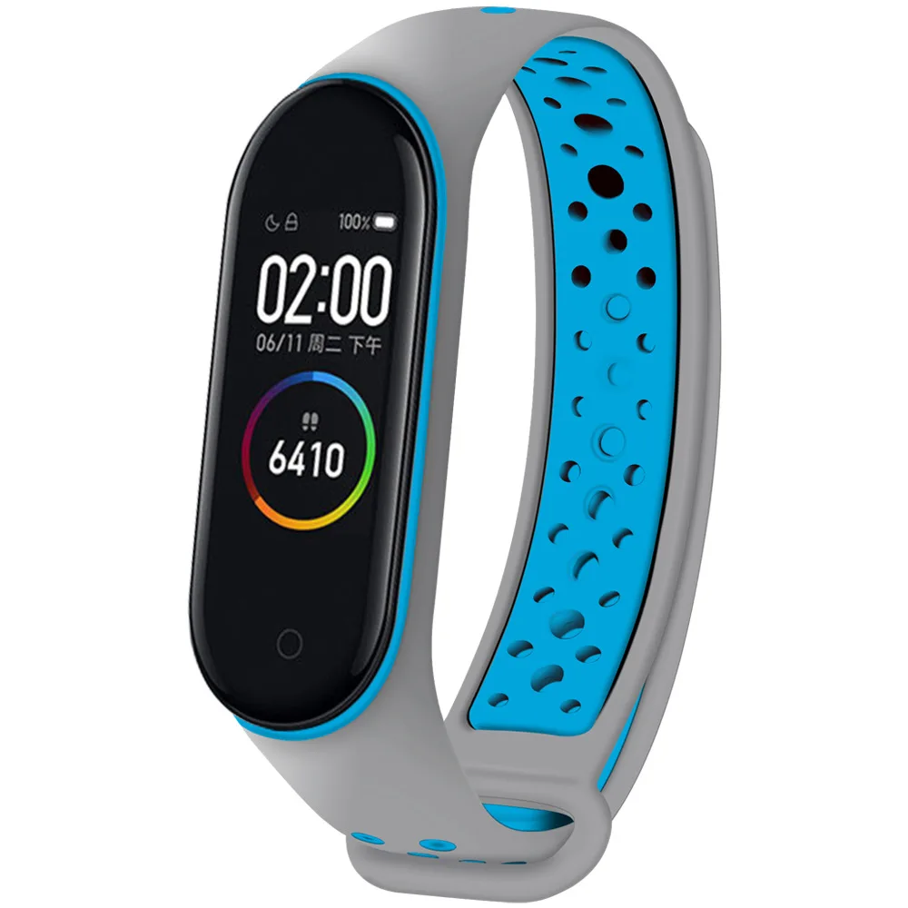 Милый и милый спортивный браслет для mi Band 3 correa для mi band 3 4 pulseira ремешок для Xiaomi mi Band 4 ремешок аксессуары для умных часов - Цвет: Grey  Blue