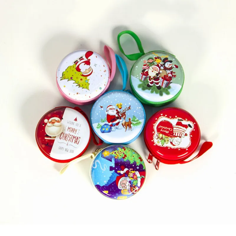

Portable Metal Christmas Storage Box Xmas Tree Pendant For Coins Cash Headset USB Cable Keys Jewelry Small Items Organizer n