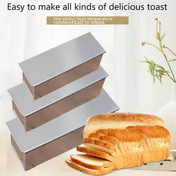 

Toast Box Bread Loaf Pan Baking Mold with Lid Non-stick 450/750/1000g Metal Mold Cake Sandwich Bread Aluminum Alloy Tray Box