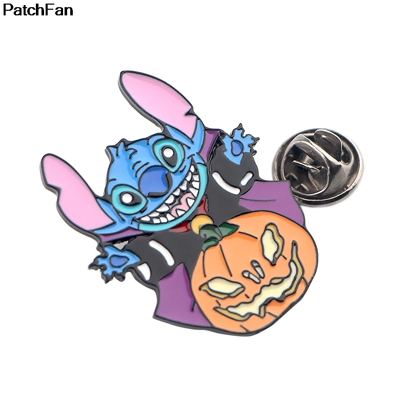 20 шт./лот Patchfan Ститч Хэллоуин мультфильм забавные булавки броши для рюкзака, одежды для мужчин и женщин шляпа Декоративные значки медали A2499
