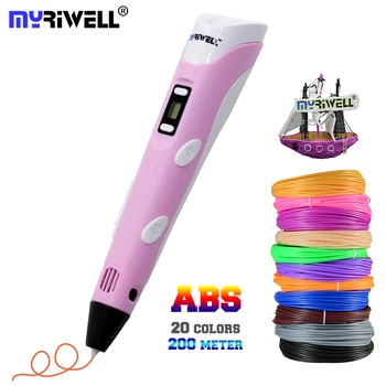 

Myriwell 3D Pen DIY 3D Printer Pen Drawing Pens Best for Kids with ABS Filament 1.75mm Christmas Birthday gift