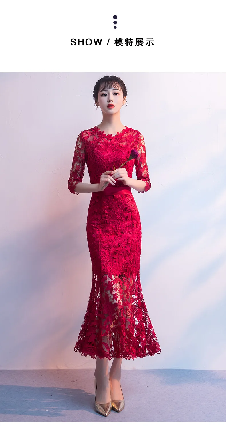 Dress for Toast Bride New Style Spring Summer Marriage Engagement Huimen Fishtail Explicit Thin Long Return Feast Formal Dr