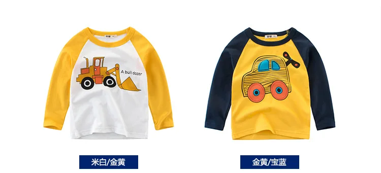 Осенняя одежда для детей от 2 до 8 лет джемпер хлопковая Детская футболка с длинными рукавами для мальчиков детская одежда KF655