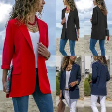 Blazer décontracté à manches longues pour femmes, veste Slim, ouvert devant, veste de costume, manteau à revers OL, Cardigan formel 