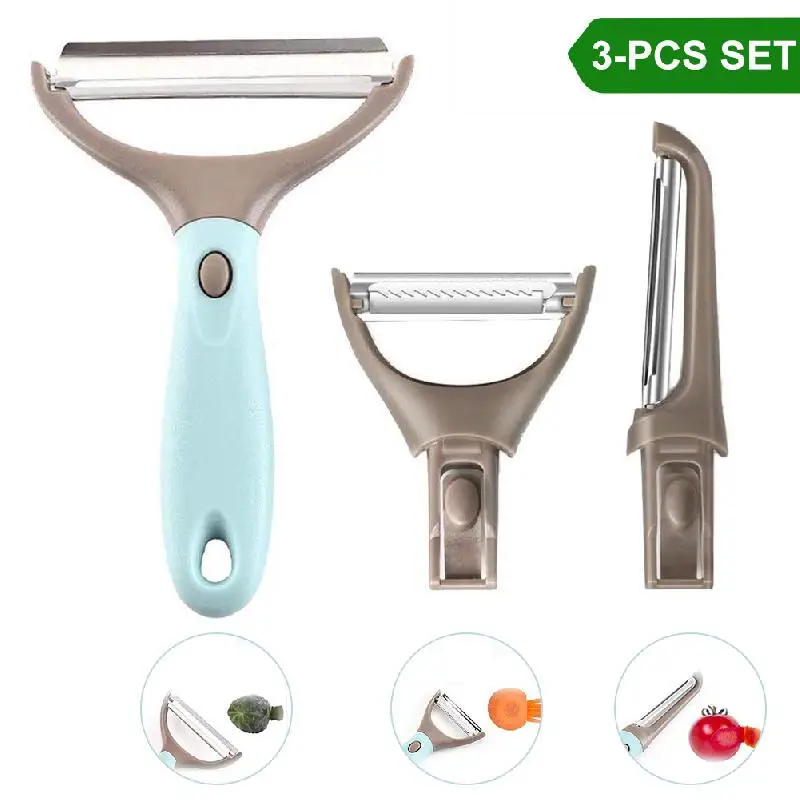 

Stainless Steel Vegetable Multi Peeler Set – 3 in 1 Cucumber Carrot Potato Julienne Peelers Best Veggie And Fruit Kitchen Tool