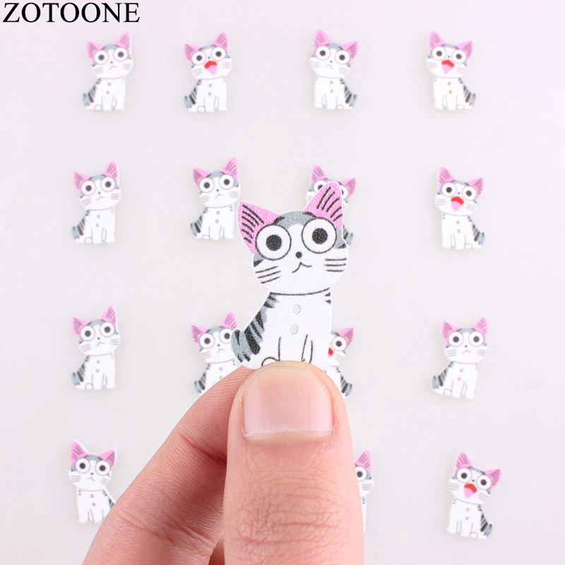

ZOTOONE Wooden Colorful Cute Cat Buttons 100PCS Handmade Noel Accessories Scrapbooking for Coat DIY Craft Decoration Button E