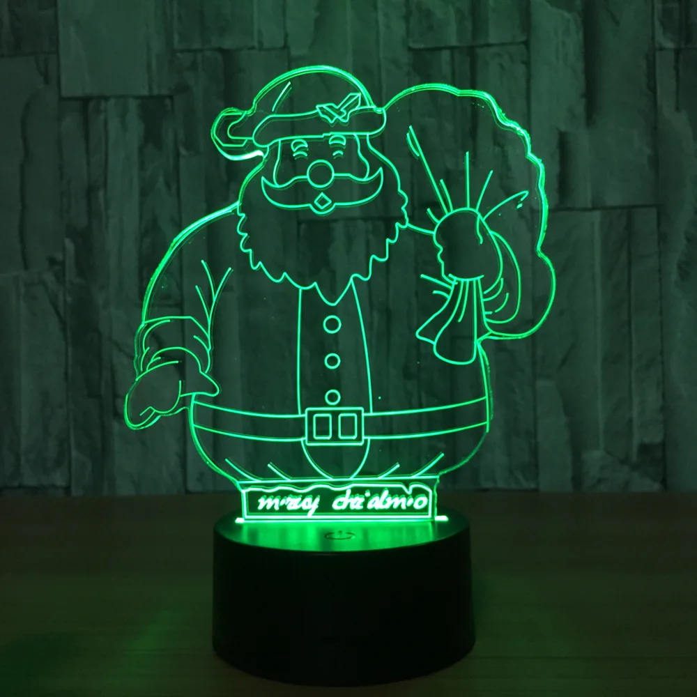 

2017 Santa Claus 7 Color Lamp 3d Visual Led Night Lights For Kids Touch Usb Table Lampara Lampe Baby Sleeping Nightlight