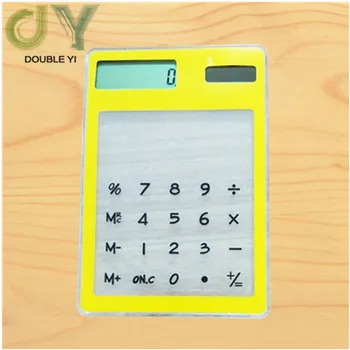 

Free shipping Solar ultra-thin yellow touch screen calculator student gift calculator portable calculator