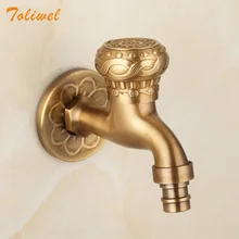 Antique Brass Artistic Round Handle Wall Mounted Bathroom Kitchen Laundry Mop Sink Faucet Tap 2610040