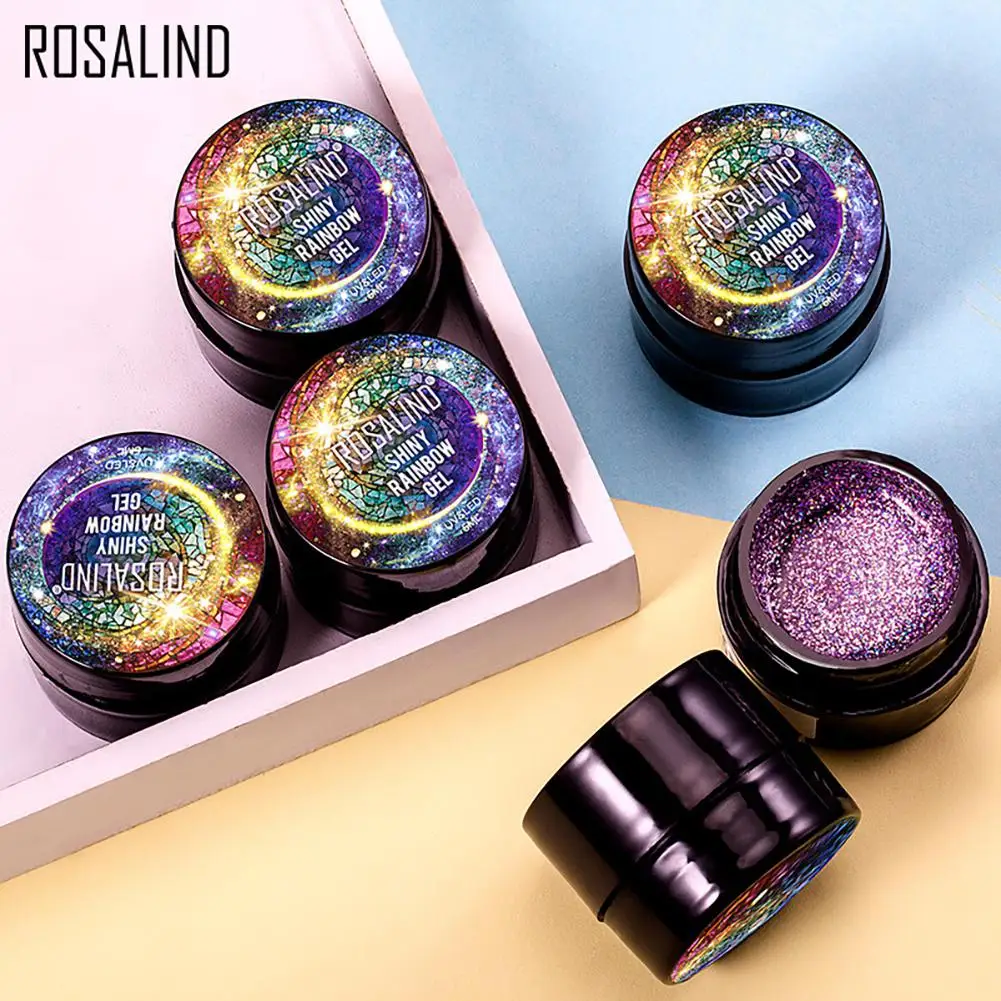 

1 Pc Fashion Shiny Rainbow Nail Polish Non-toxic Safe Quick Drying Gel DIY Nail Art Tools Manicure Sequin Nails Gel
