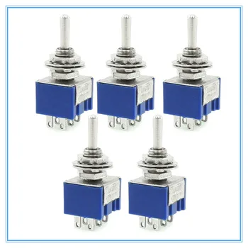 

5 Pcs ON-OFF-ON 6-Terminals Double Pole Dual Throw Toggle Switch 6A 125V AC