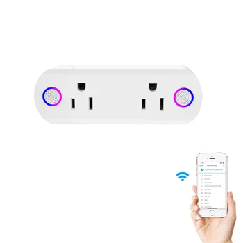 

16A Mini WiFi Smart Socket US Standard Dual Outlet Wall Switch Plug Independent Control with Power Monitoring