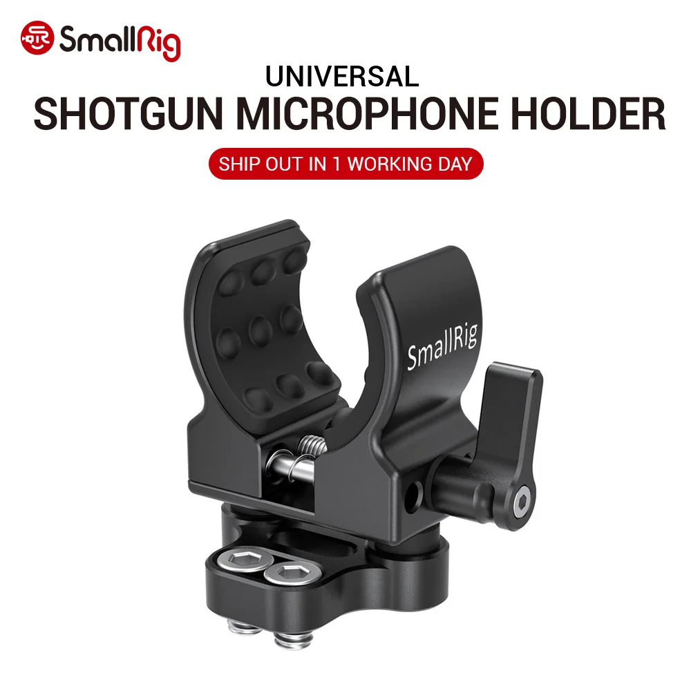 

SmallRig DSLR Camera Video Rig Shotgun Microphone Holder (1/4-20 Screw) for Vlog Vlogging Accessory Clamp 2489