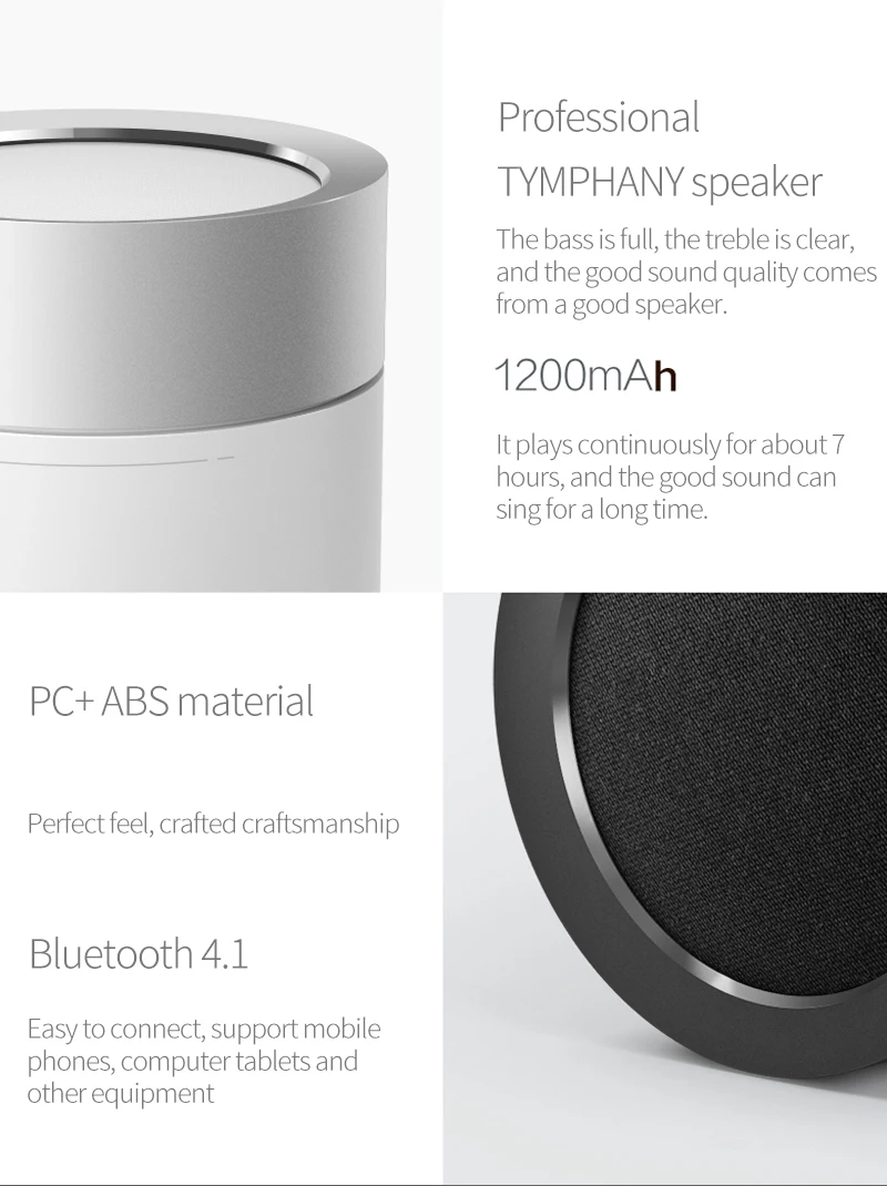 Xiaomi Bluetooth 4,1 динамик Cannon 2 Цилиндрический металлический Мини Портативный беспроводной минималистичный дизайн громкой связи