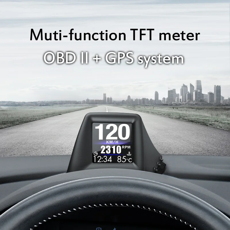 Digital Speedometer Dual System OBD/GPS Smart Gauge Multifunction TFT LCD HUD with Compass Speedup Test Brake Test Overspeed Alarm for All Vehicle ACECAR Car Universal Head up Display 