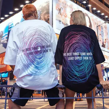 

Summer men's T-shirts European and American street large size short-sleeved T-shirts tide brand fashion printing loose hip-hop