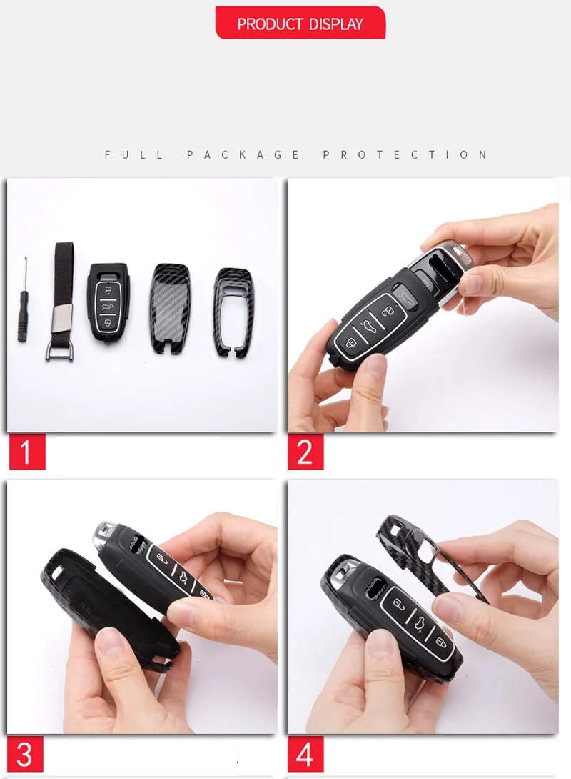 Чехол для ключей из углеродного волокна, держатель для Suzuki Vitara Swift Ignis Kizashi SX4 Baleno Ertiga S-Cross 2/3 Кнопка Smart Key