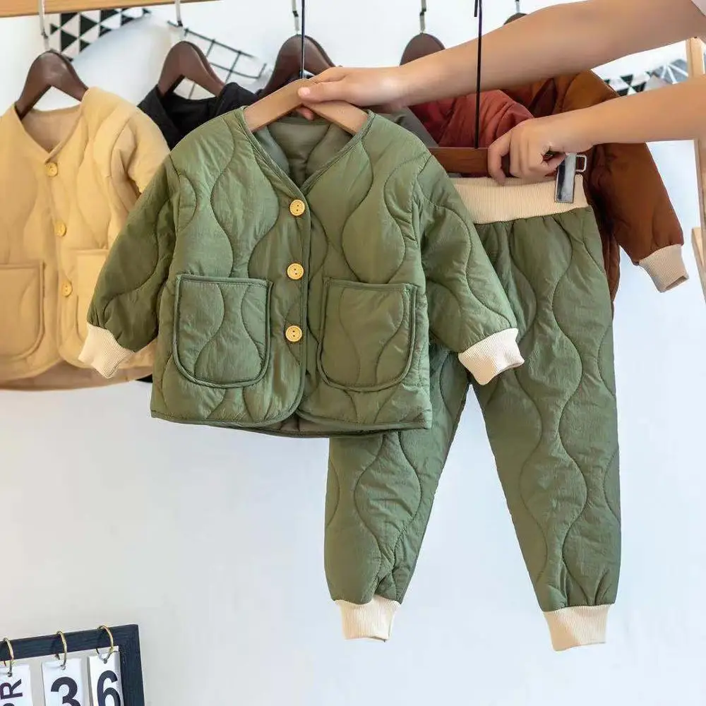 

Boys Clothing Set children Home Suits for Kids Jackets+Pants 2Pcs Suits for Baby Girls Clothes Sets winter thick warm Toddlers