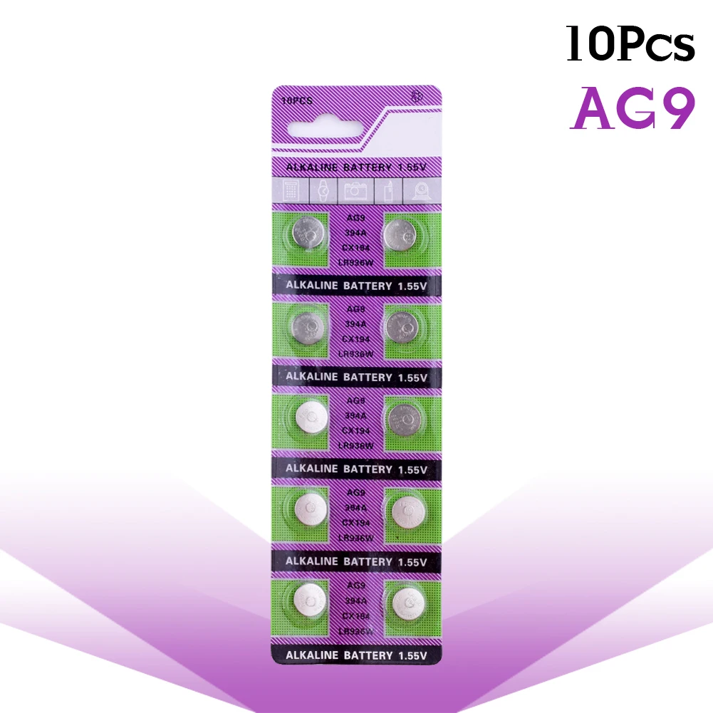 Pilas alcalinas de botón AG9 LR936 394 para relojes de juguete, novedad, 10 Uds., SR936 194, 1,55 V, SR936SW, CX194