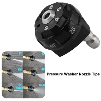 

Cleaner Car Wash Nozzle Multi-function 6-In-1 Porous Nozzle Linear Fan Foam Head Pressure Washer Nozzle Tips 1/4 Inch Quick