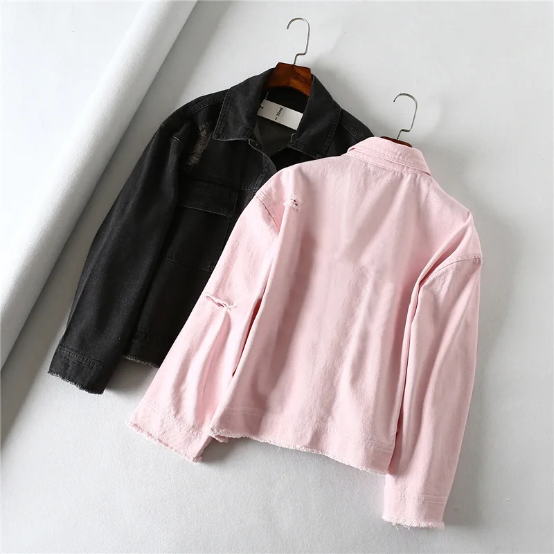 

Kl28 Embroidery Cotton Cowboy Short Jacket Women's Spring New Style Korean-style Loose-Fit BF Style Flash Jacket Fashion