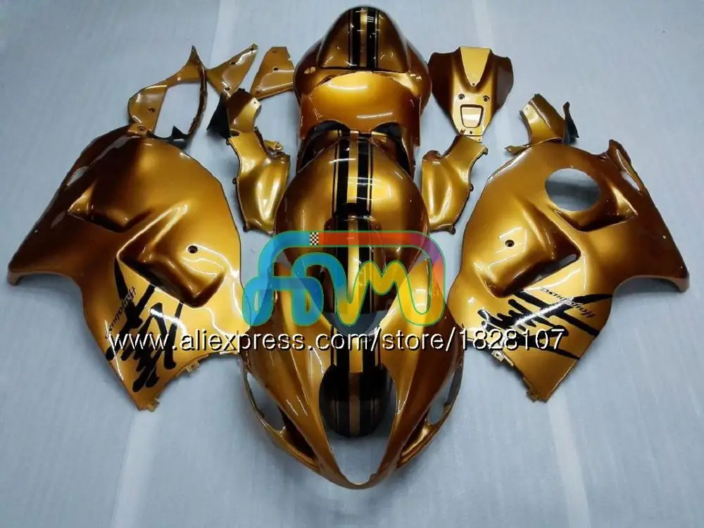 GSXR-1300 For SUZUKI Hayabusa GSXR1300 96 02 03 04 05 06 07 49BS.73 GSXR 1300 2002 2003 2004 2005 2006 2007 Green flames Fairing - Цвет: No. 7 Golden