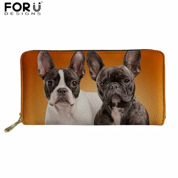 

FORUDESIGNS Wallet Women Pu Leather French Bulldog Print Ladies Card Holder Purse for Money Bag Long Purse with Coin Pocket