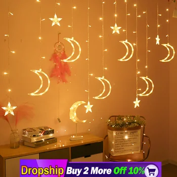 

220V Moon Star Light LED Light String Ins Christmas Light Decoration Dropshipping Selling Christmas Accessories Furniture decor